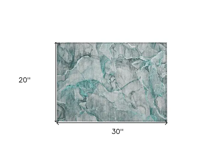 2' X 3' Gray and Ivory Abstract Washable Non Skid Indoor Outdoor Area Rug