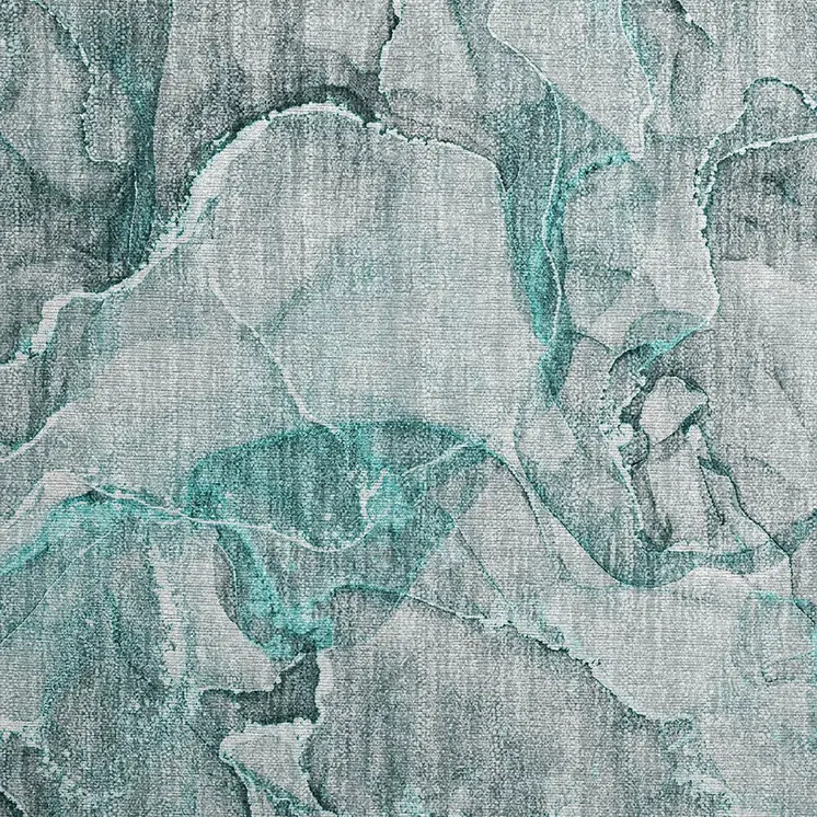 2' X 3' Gray and Ivory Abstract Washable Non Skid Indoor Outdoor Area Rug