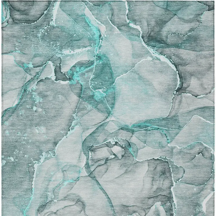3' X 5' Gray and Ivory Abstract Washable Non Skid Indoor Outdoor Area Rug