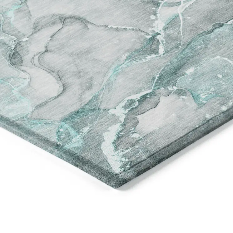 3' X 5' Gray and Ivory Abstract Washable Non Skid Indoor Outdoor Area Rug
