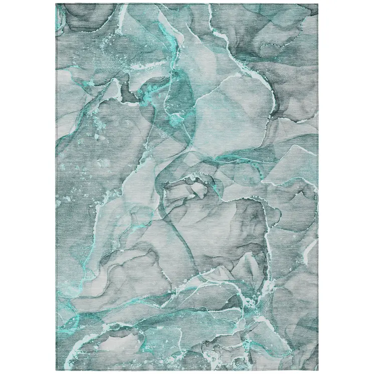 9' X 12' Gray and Ivory Abstract Washable Non Skid Indoor Outdoor Area Rug