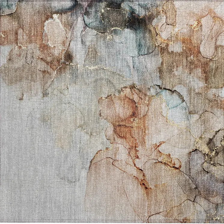 2' X 3' Beige Abstract Washable Non Skid Indoor Outdoor Area Rug