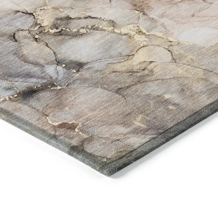 2' X 3' Beige Abstract Washable Non Skid Indoor Outdoor Area Rug