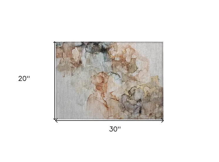 2' X 3' Beige Abstract Washable Non Skid Indoor Outdoor Area Rug