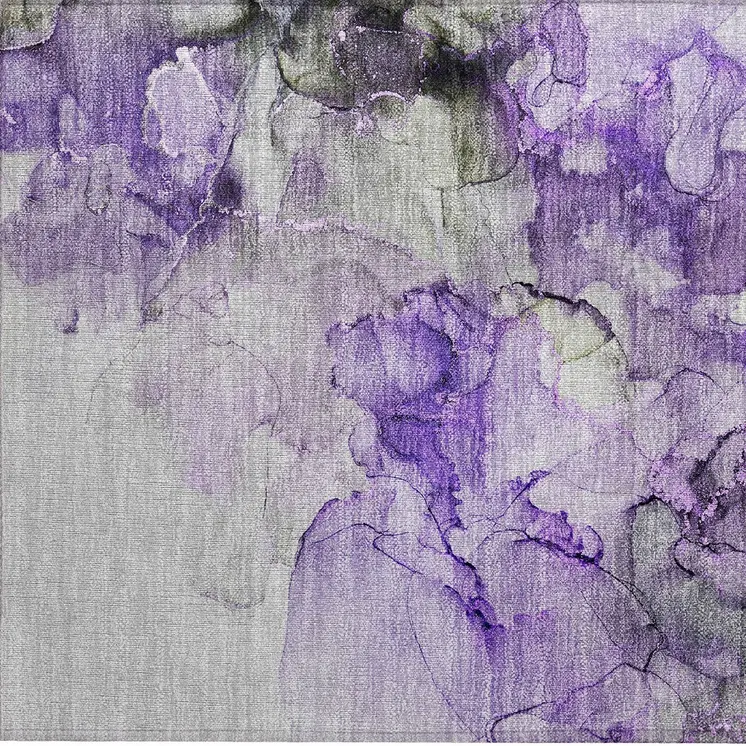 2' X 3' Purple Abstract Washable Non Skid Indoor Outdoor Area Rug