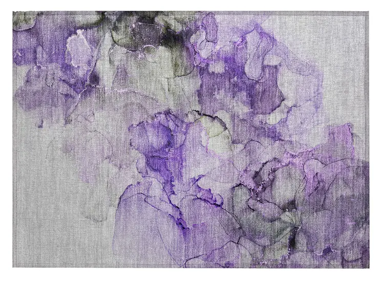 2' X 3' Purple Abstract Washable Non Skid Indoor Outdoor Area Rug