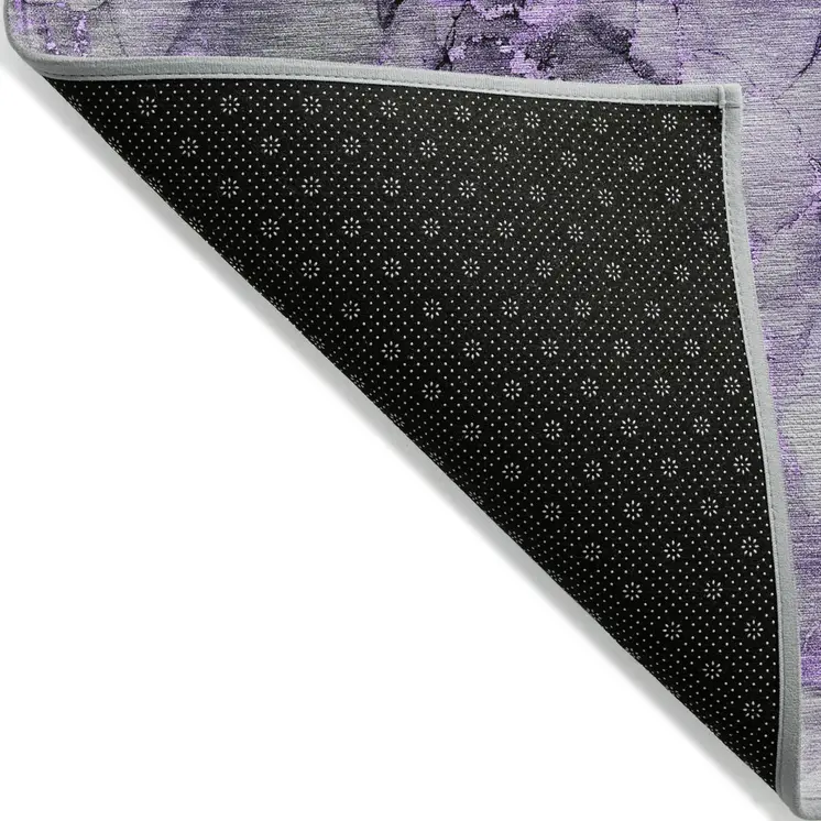 3' X 5' Purple Abstract Washable Non Skid Indoor Outdoor Area Rug