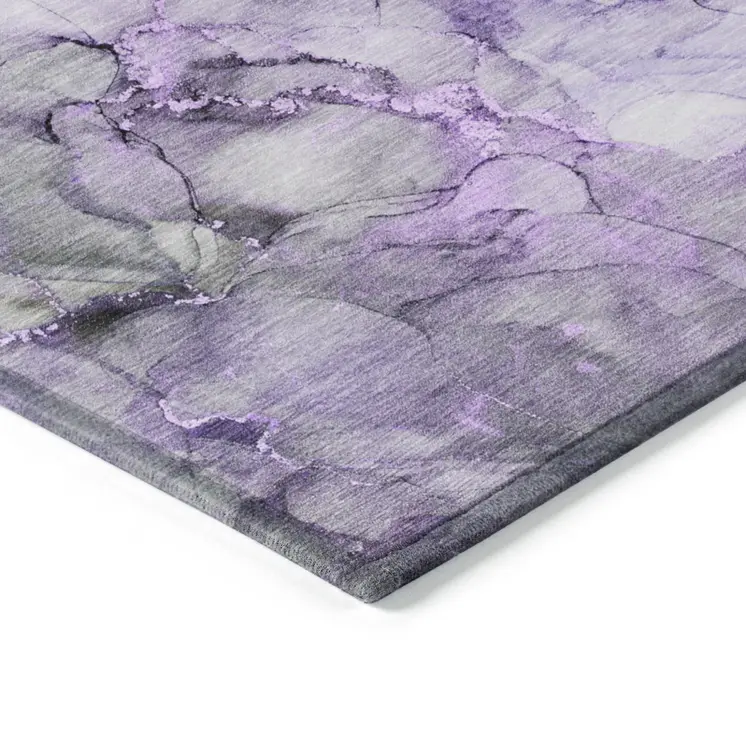 3' X 5' Purple Abstract Washable Non Skid Indoor Outdoor Area Rug