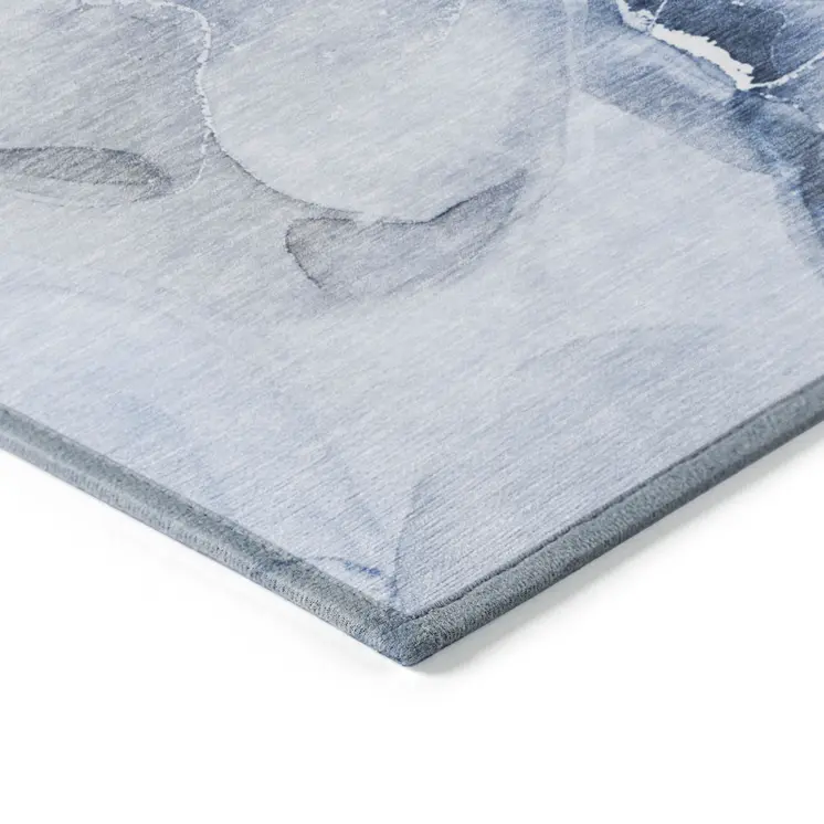 5' X 8' Blue and Gray Abstract Washable Non Skid Indoor Outdoor Area Rug