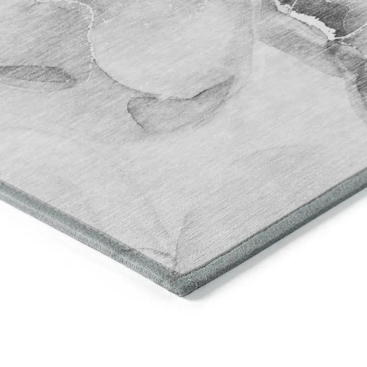 3' X 5' Gray and Ivory Abstract Washable Non Skid Indoor Outdoor Area Rug