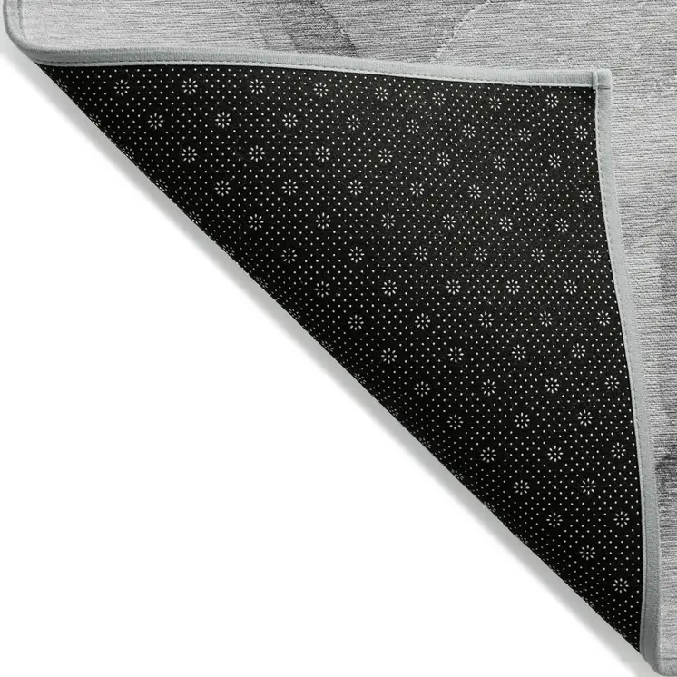 10' X 14' Gray and Ivory Abstract Washable Non Skid Indoor Outdoor Area Rug