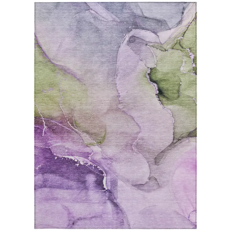 8' X 10' Purple Abstract Washable Non Skid Indoor Outdoor Area Rug
