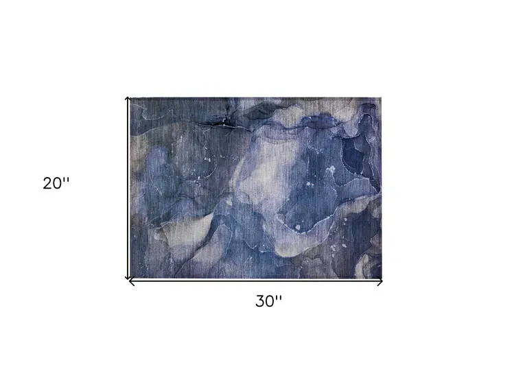 2' X 3' Blue Abstract Washable Non Skid Indoor Outdoor Area Rug