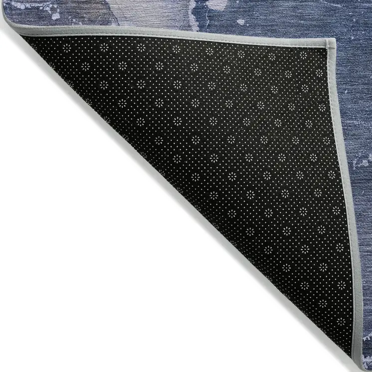8' X 10' Blue Abstract Washable Non Skid Indoor Outdoor Area Rug