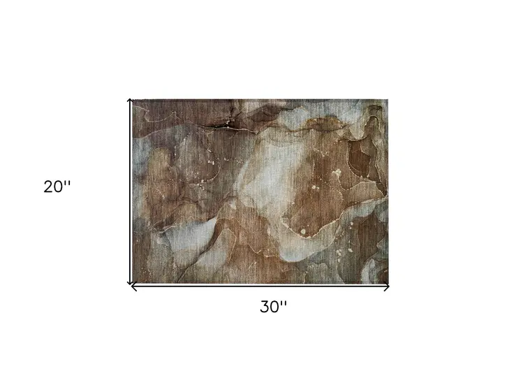 2' X 3' Brown Abstract Washable Non Skid Indoor Outdoor Area Rug