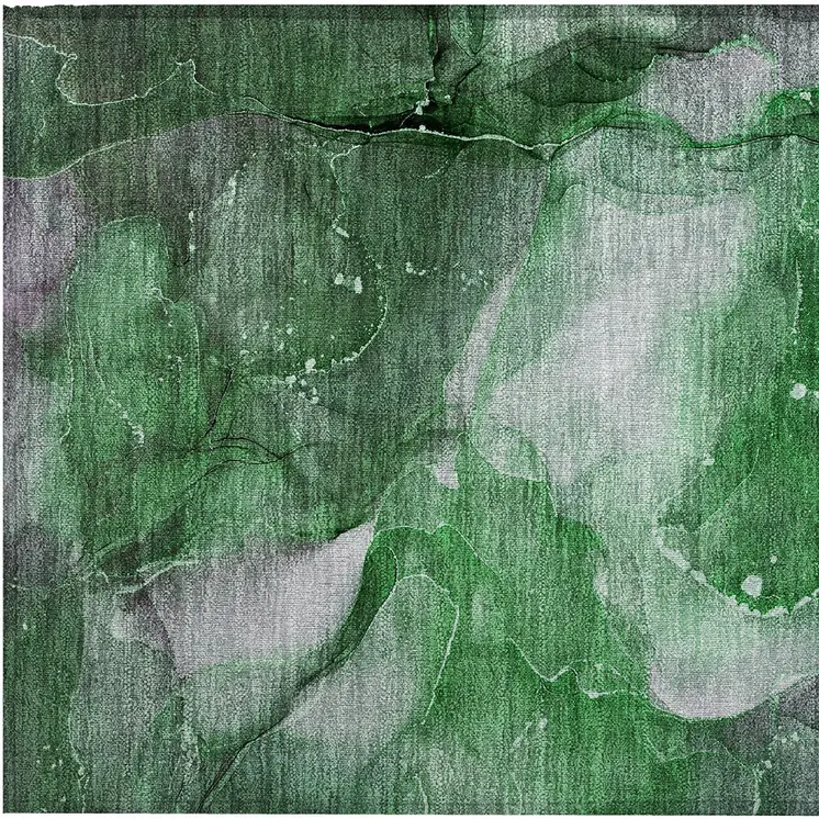 2' X 3' Emerald Abstract Washable Non Skid Indoor Outdoor Area Rug