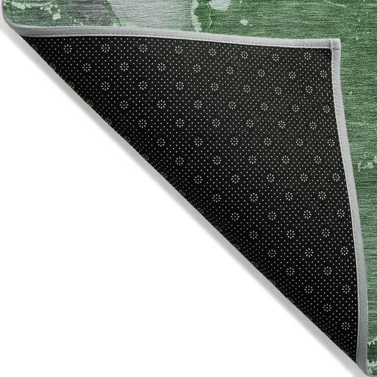 2' X 3' Emerald Abstract Washable Non Skid Indoor Outdoor Area Rug