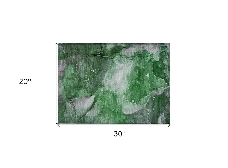 2' X 3' Emerald Abstract Washable Non Skid Indoor Outdoor Area Rug