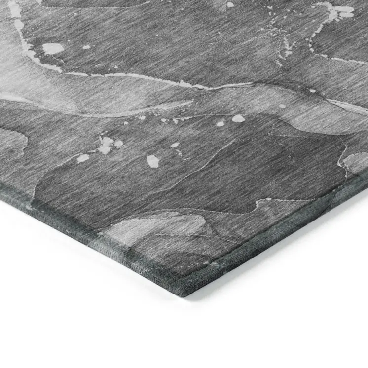 10' X 14' Gray Abstract Washable Non Skid Indoor Outdoor Area Rug