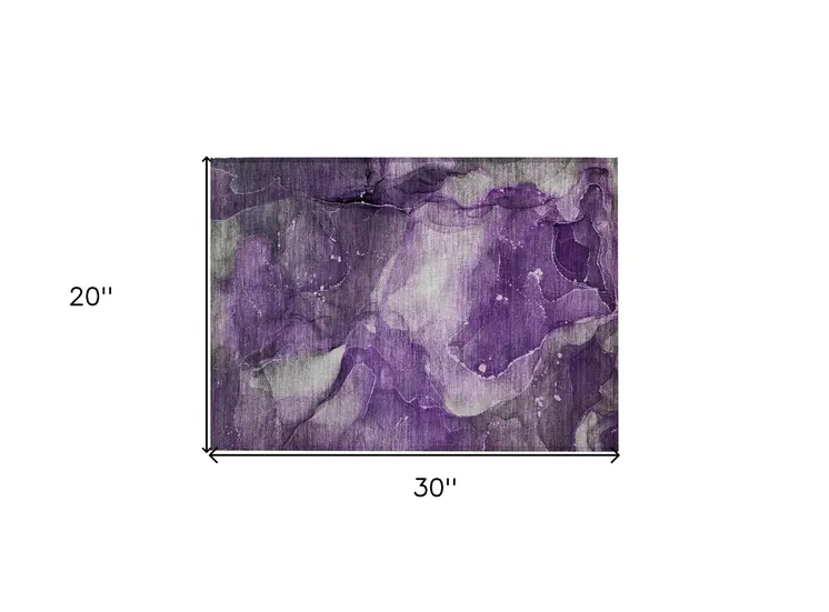 2' X 3' Purple Abstract Washable Non Skid Indoor Outdoor Area Rug