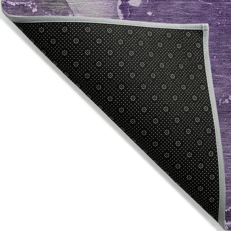 5' X 8' Purple Abstract Washable Non Skid Indoor Outdoor Area Rug