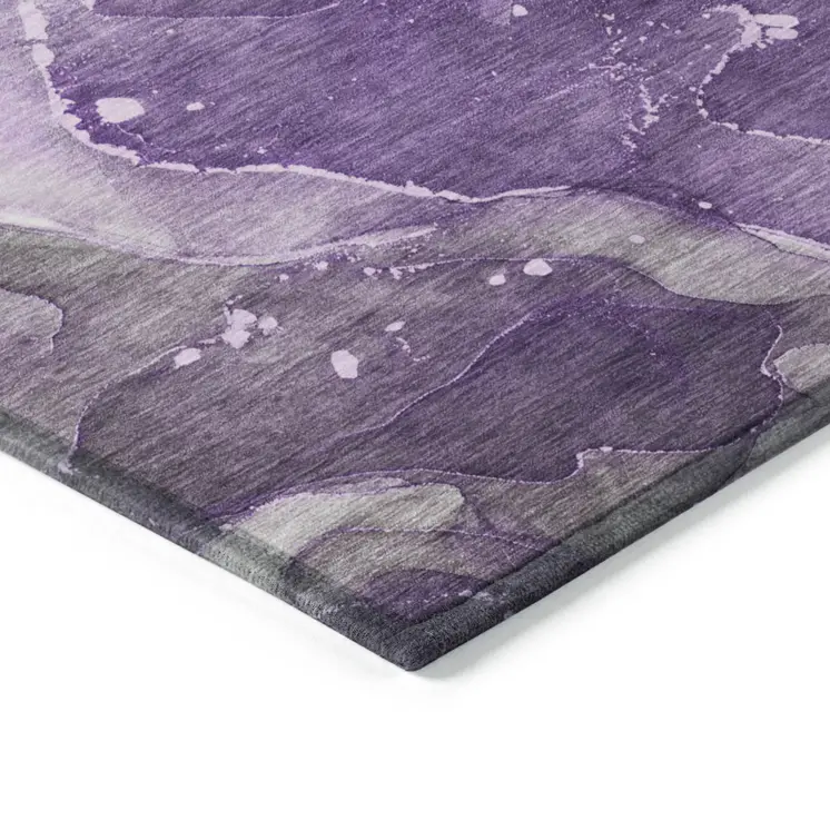 5' X 8' Purple Abstract Washable Non Skid Indoor Outdoor Area Rug