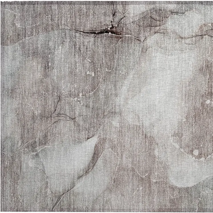2' X 3' Taupe Abstract Washable Non Skid Indoor Outdoor Area Rug