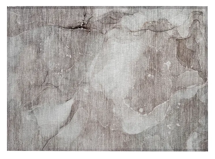 2' X 3' Taupe Abstract Washable Non Skid Indoor Outdoor Area Rug