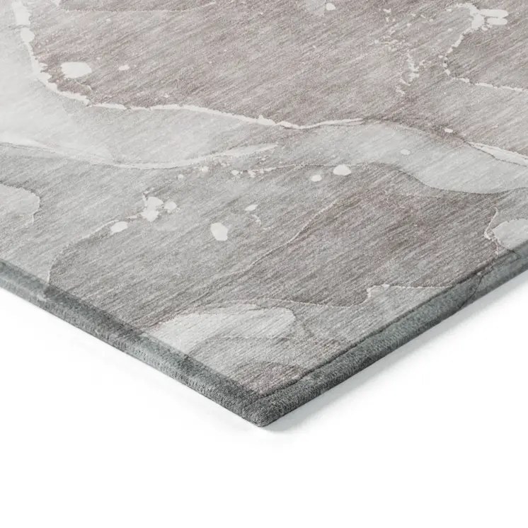 8' Round Taupe Round Abstract Washable Non Skid Indoor Outdoor Area Rug