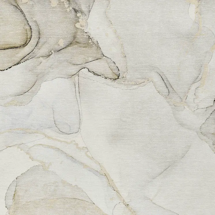 8' X 10' Beige and Ivory Abstract Washable Non Skid Indoor Outdoor Area Rug