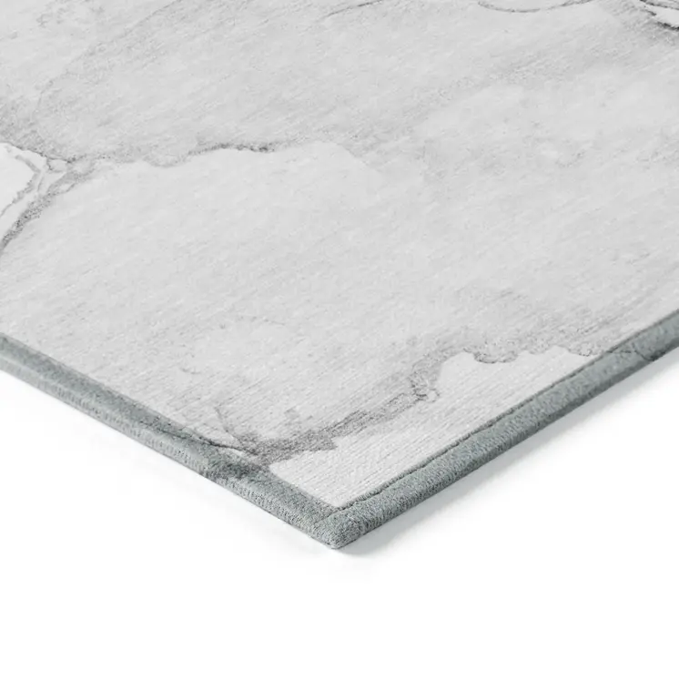 3' X 5' Silver Abstract Washable Non Skid Indoor Outdoor Area Rug