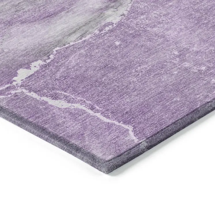 2' X 3' Lilac Abstract Washable Non Skid Indoor Outdoor Area Rug