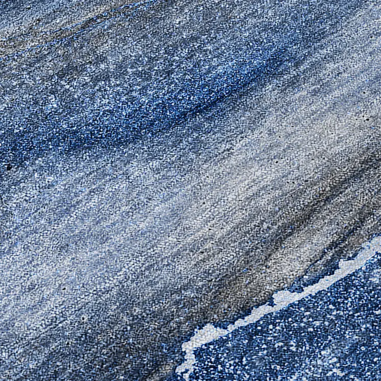 2' X 8' Navy Blue Abstract Washable Indoor Outdoor Runner Rug