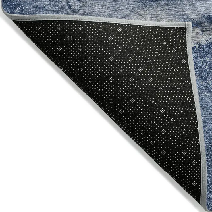 10' X 14' Navy Blue Abstract Washable Non Skid Indoor Outdoor Area Rug