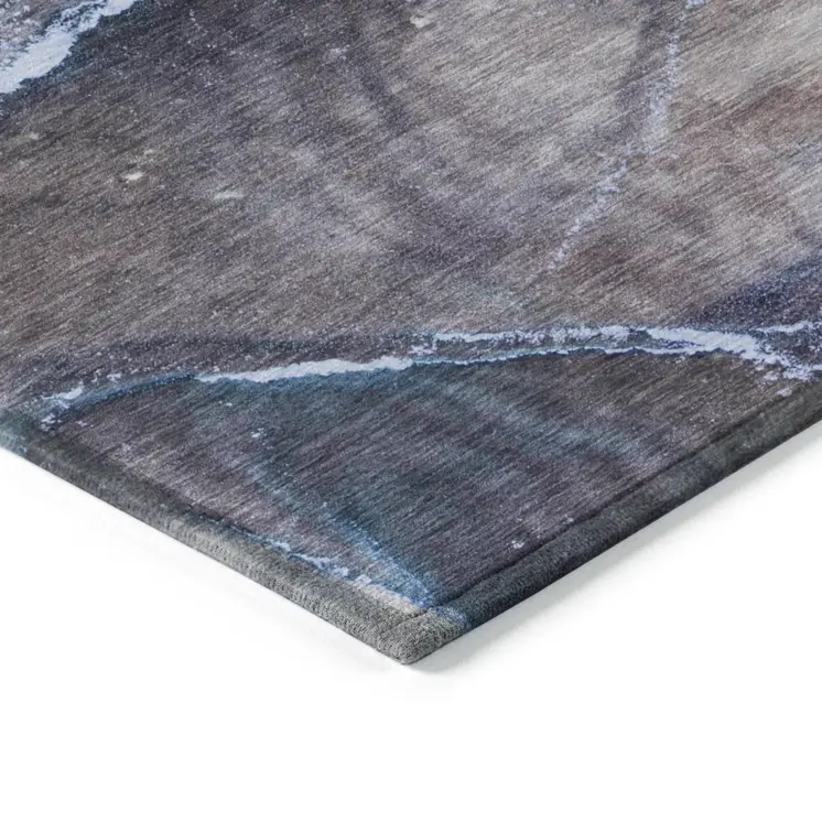 8' X 10' Navy Blue Abstract Washable Indoor Outdoor Area Rug