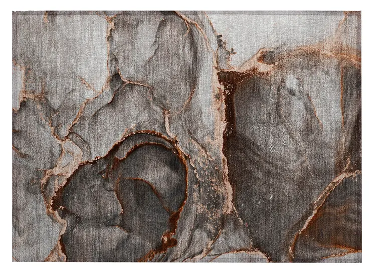 2' X 3' Peach Abstract Washable Non Skid Indoor Outdoor Area Rug