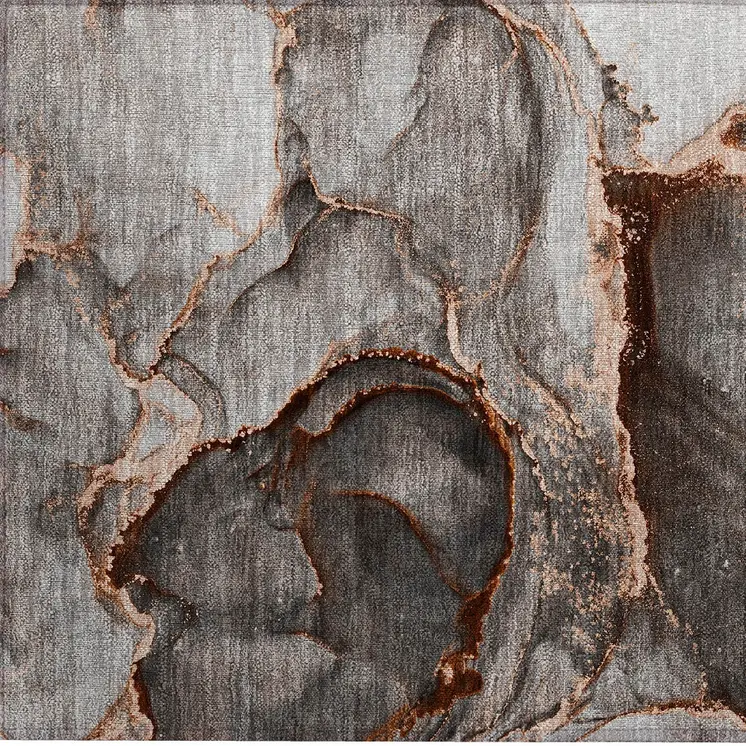 2' X 3' Peach Abstract Washable Non Skid Indoor Outdoor Area Rug