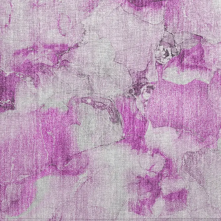 2' X 3' Pink and Ivory Abstract Washable Non Skid Indoor Outdoor Area Rug