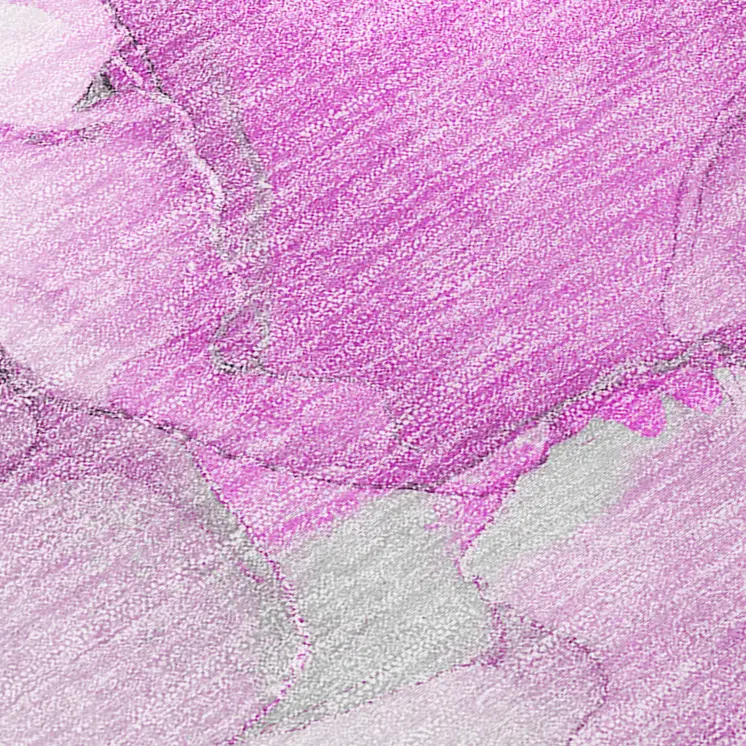 2' X 8' Pink and Ivory Abstract Washable Indoor Outdoor Runner Rug