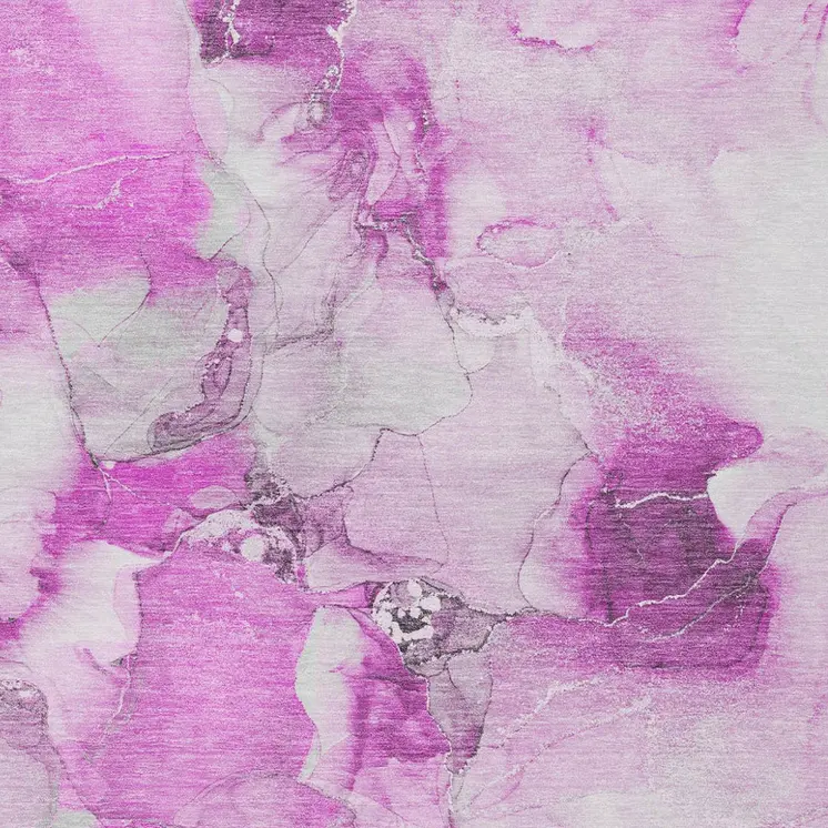 8' X 10' Pink and Ivory Abstract Washable Non Skid Indoor Outdoor Area Rug