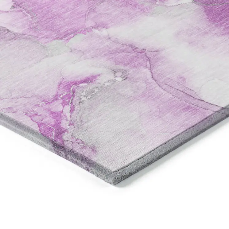 8' X 10' Pink and Ivory Abstract Washable Non Skid Indoor Outdoor Area Rug