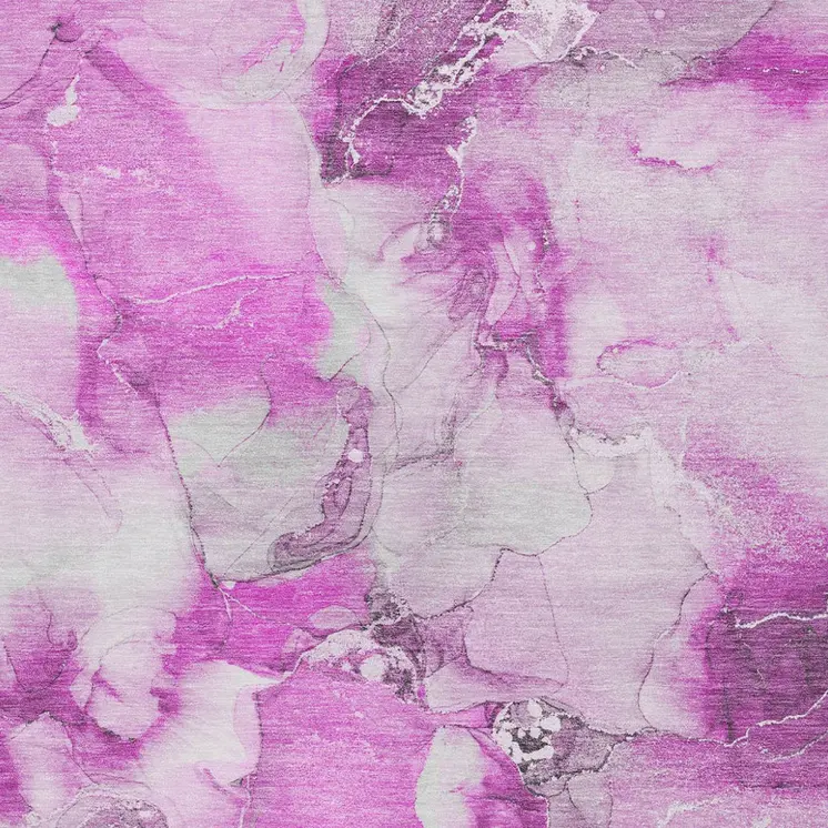 10' X 14' Pink and Ivory Abstract Washable Non Skid Indoor Outdoor Area Rug
