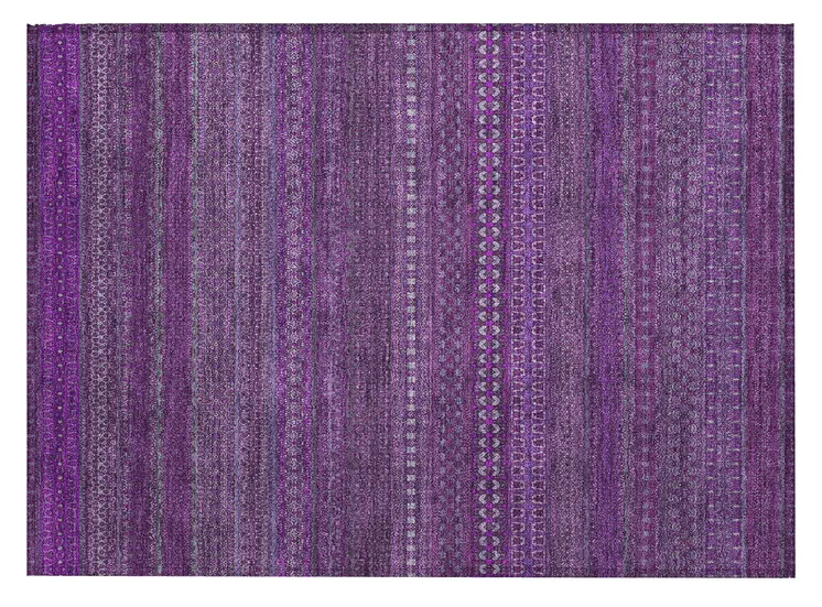 2' X 3' Eggplant Striped Washable Non Skid Indoor Outdoor Area Rug