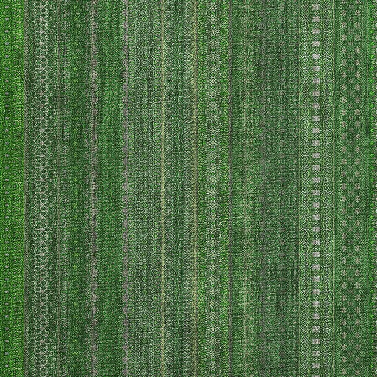 2' X 3' Fern Green Striped Washable Non Skid Indoor Outdoor Area Rug