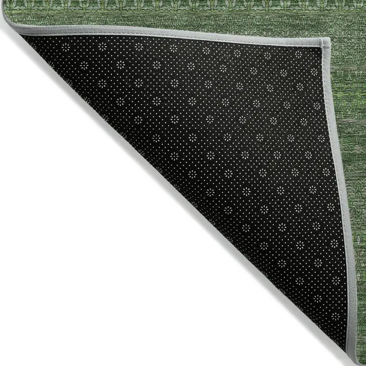 3' X 5' Fern Green Striped Washable Non Skid Indoor Outdoor Area Rug