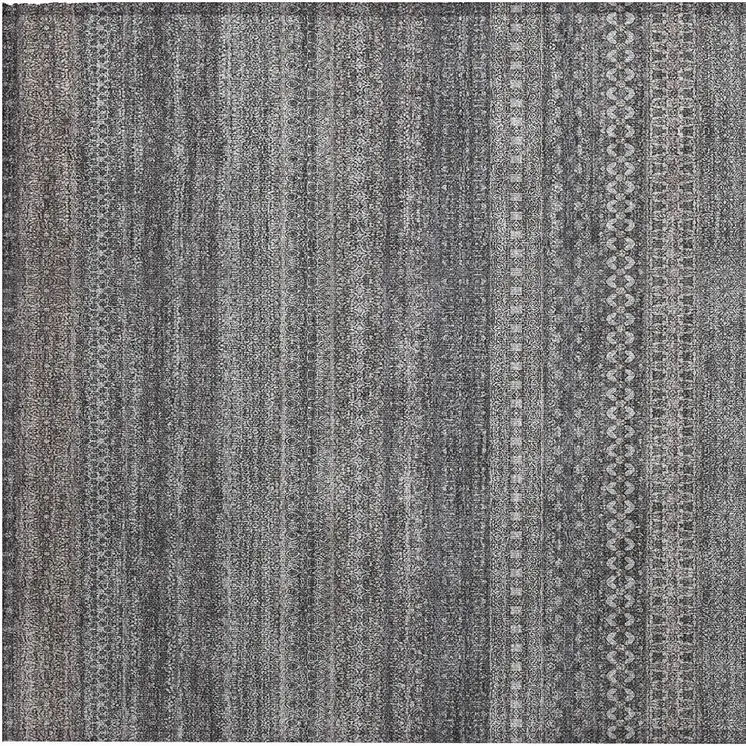 2' X 3' Gray Striped Washable Non Skid Indoor Outdoor Area Rug