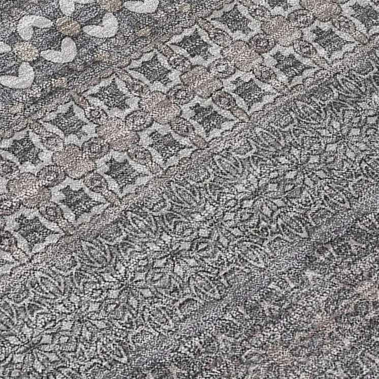 5' X 8' Gray Striped Washable Non Skid Indoor Outdoor Area Rug
