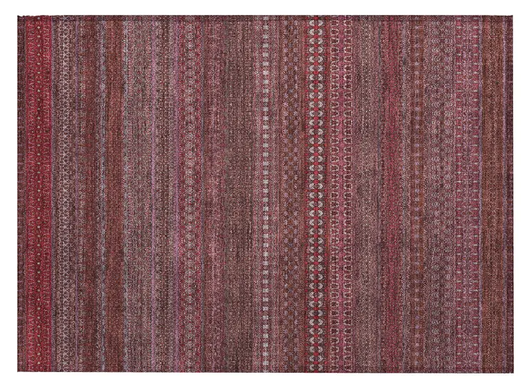 2' X 3' Merlot Striped Washable Non Skid Indoor Outdoor Area Rug