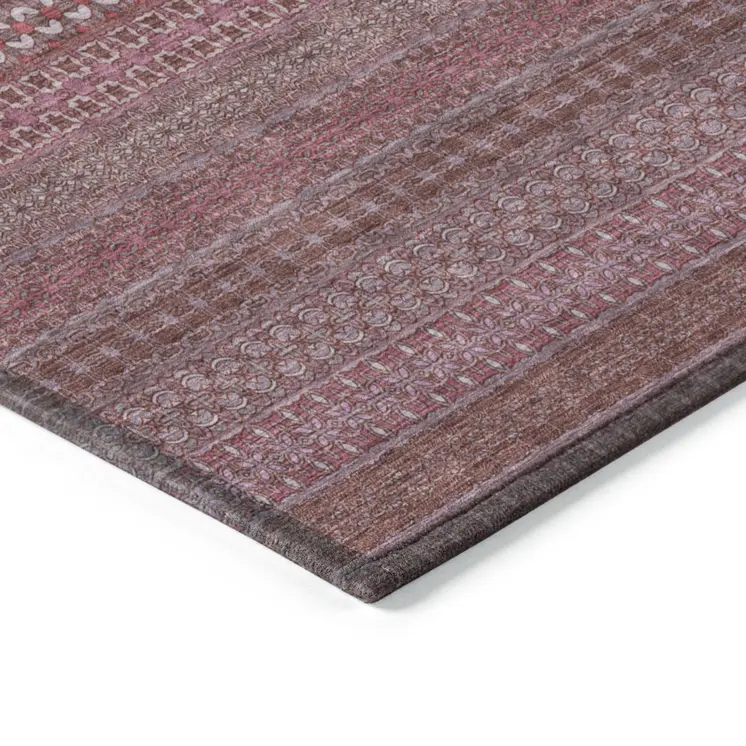 9' X 12' Merlot Striped Washable Non Skid Indoor Outdoor Area Rug