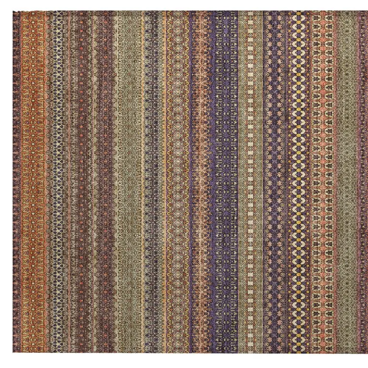 2' X 3' Orange Striped Washable Non Skid Indoor Outdoor Area Rug